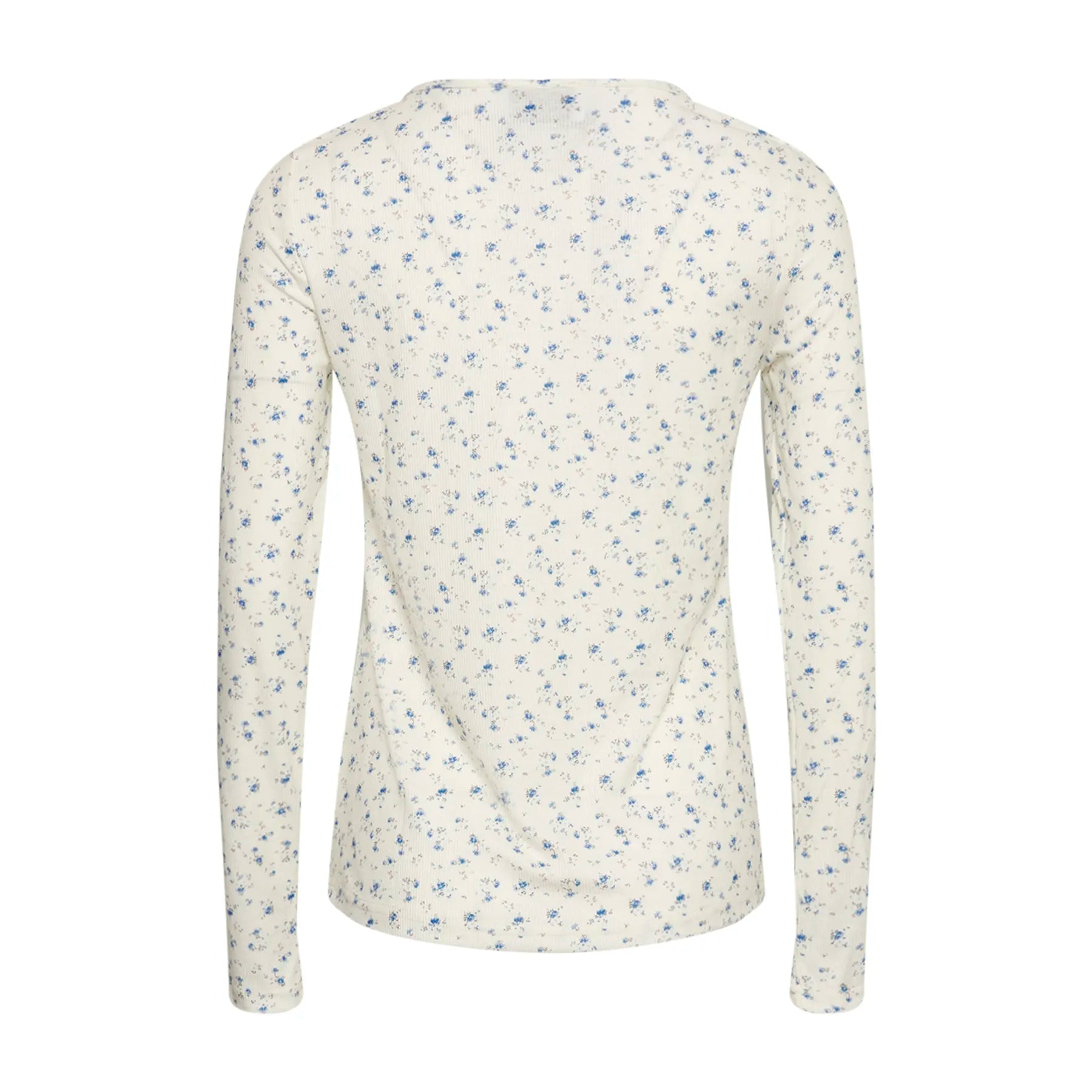Riju O-Neck Tee - Cream/Blue Flower