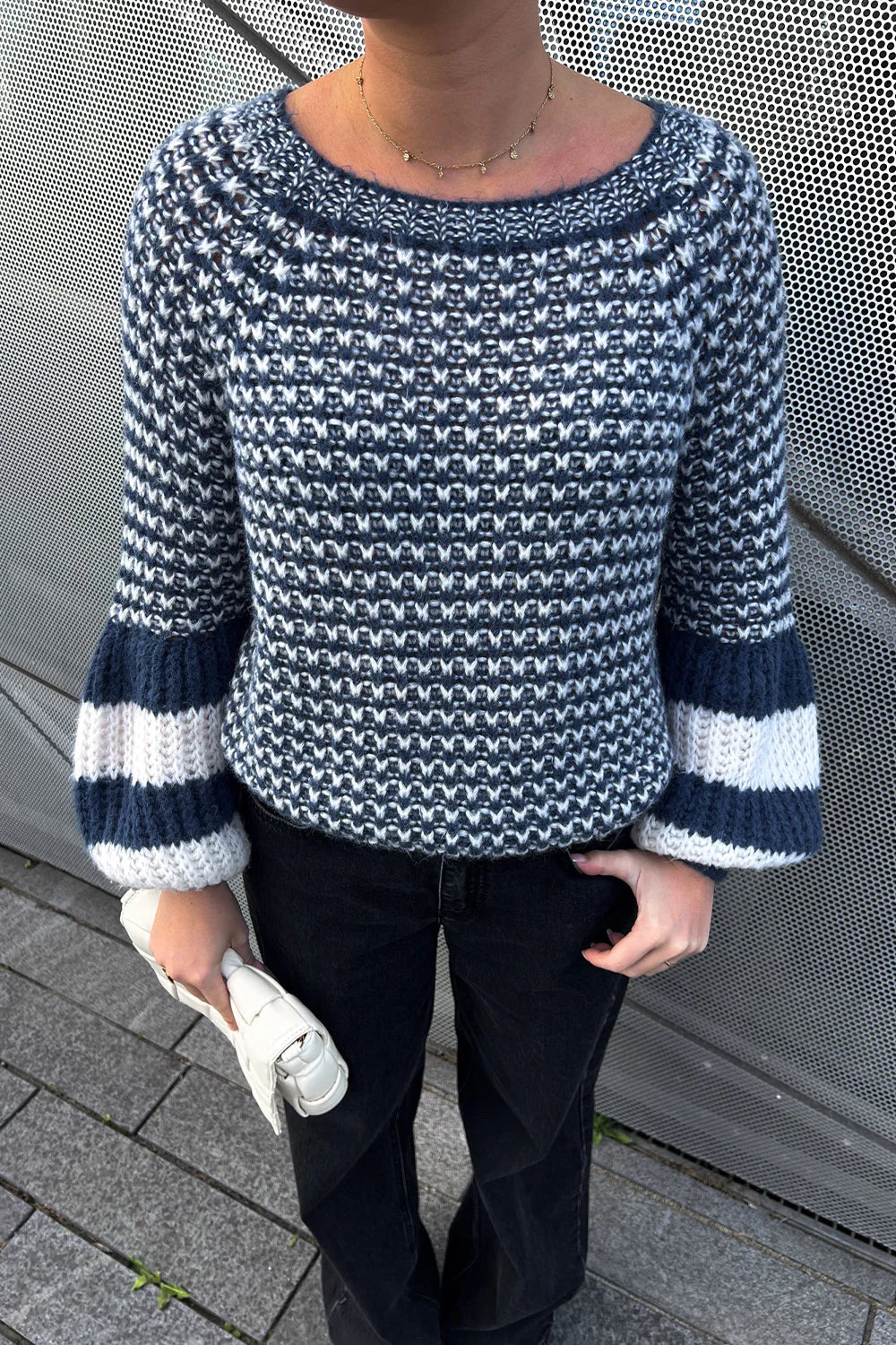 Kimba Knit - Navy Blue/Ivory Mix