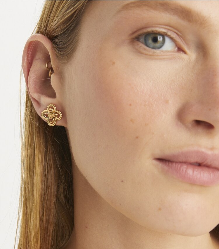 Kira Clover Stacked Stud Earring - Tory Gold