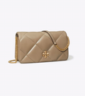 Kira Diamond Quilt Chain Wallet - Taupe Oak