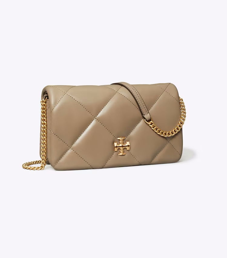 Kira Diamond Quilt Chain Wallet - Taupe Oak