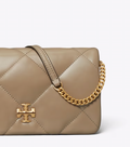 Kira Diamond Quilt Chain Wallet - Taupe Oak