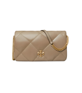 Kira Diamond Quilt Chain Wallet - Taupe Oak