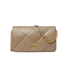 Kira Diamond Quilt Chain Wallet - Taupe Oak