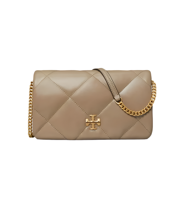 Kira Diamond Quilt Chain Wallet - Taupe Oak