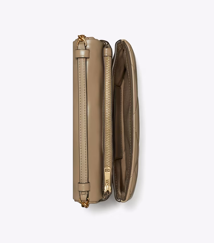 Kira Diamond Quilt Chain Wallet - Taupe Oak