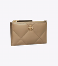 Kira Diamond Quilt Zip Card Case - Taupe Oak