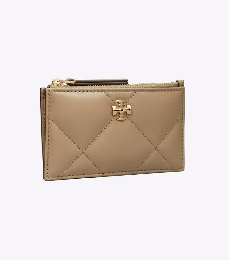 Kira Diamond Quilt Zip Card Case - Taupe Oak