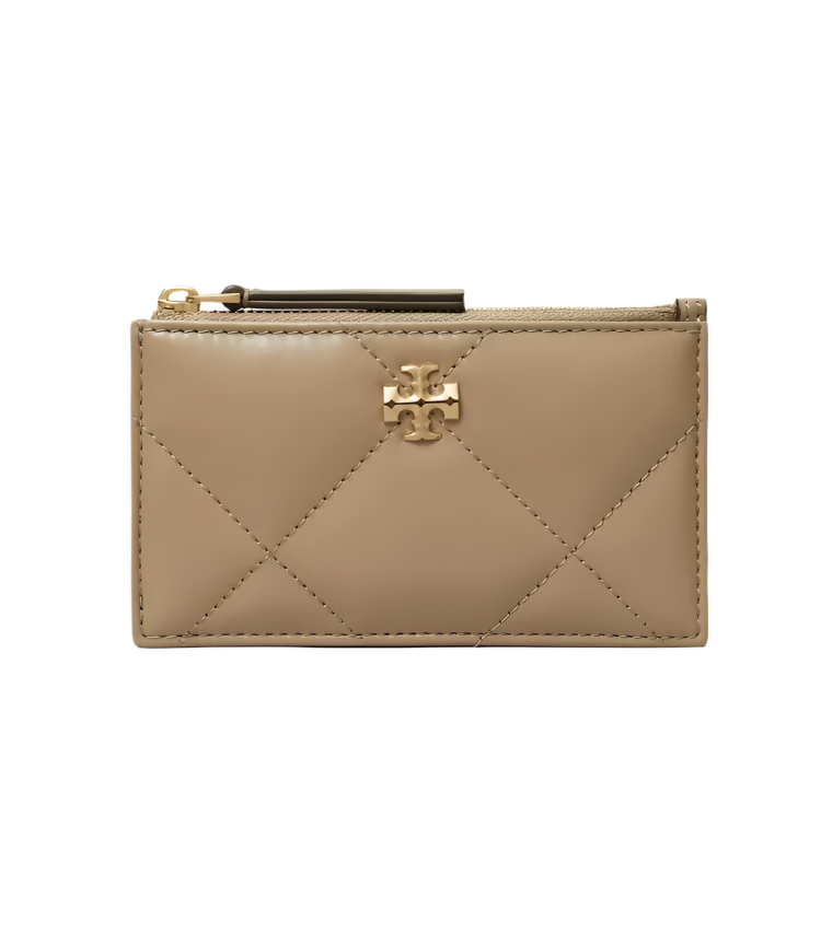 Kira Diamond Quilt Zip Card Case - Taupe Oak