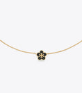 Kira Enamel Flower Pendant Necklace - Tory Gold / Black