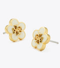 Kira Enamel Flower Stud Earring - Tory Gold / New Ivory