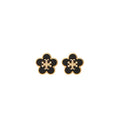 Kira Enamel Flower Stud Earring - Tory Gold / Black