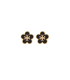 Kira Enamel Flower Stud Earring - Tory Gold / Black