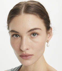 Kira Pave Pearl Drop Earring - Tory Gold / Pearl