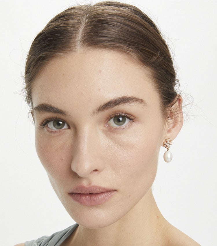 Kira Pave Pearl Drop Earring - Guld / Pärla
