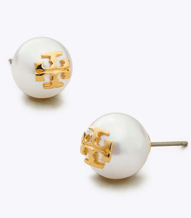 Moondance Pearl Stud Earrings - Ivory / Tory Gold