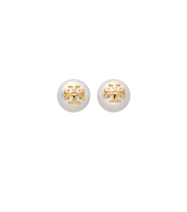 Moondance Pearl Stud Earrings - Ivory / Tory Gold