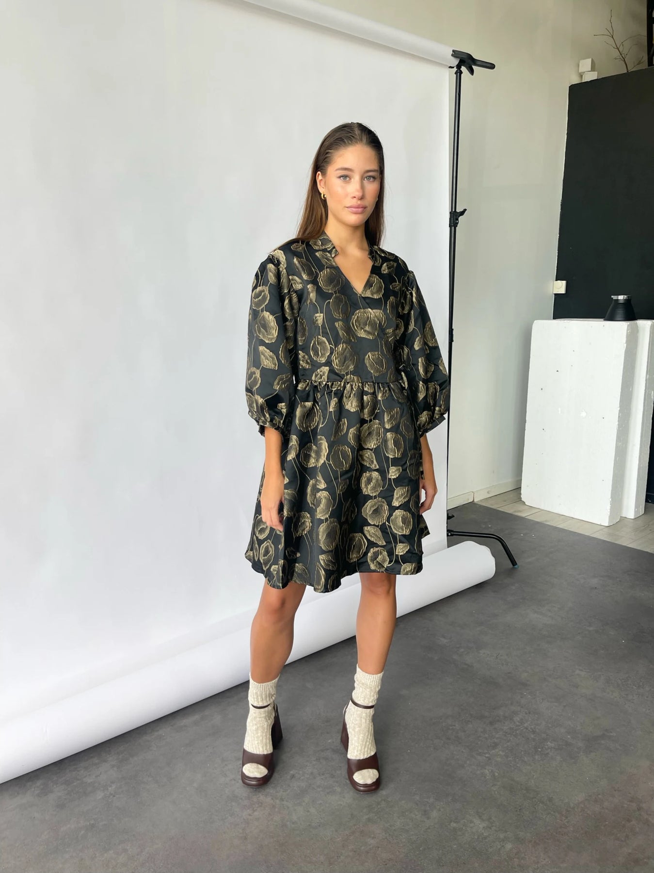 Pina Aya Wrap Dress - Gold Mix