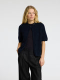 Sia Ras 2/4 Ribbstickad Kofta - Dark Sapphire Melange