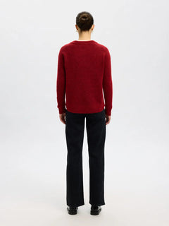 Lulu Ls Knit O-Neck - Equestrian Red Melange