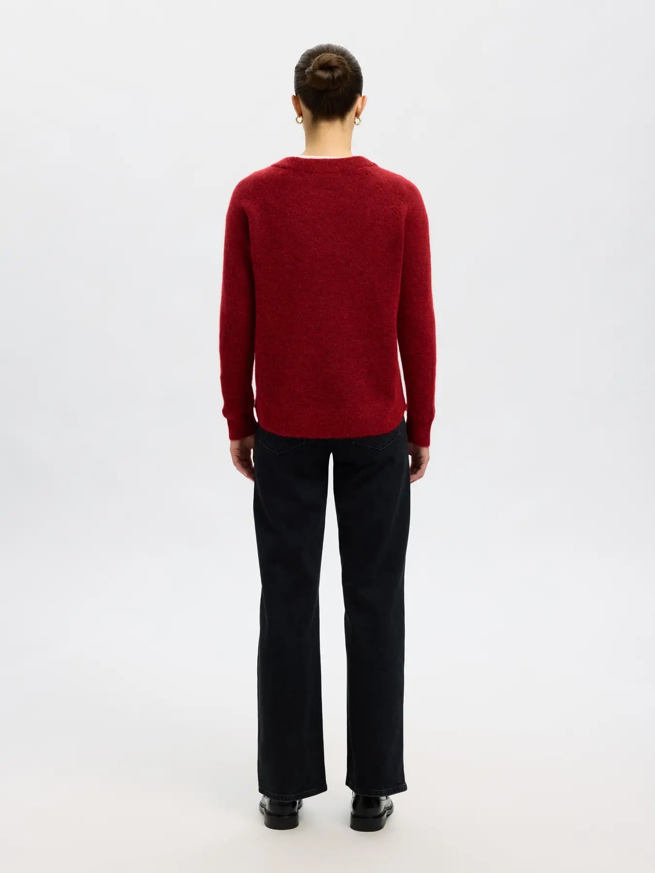 Lulu Ls Knit O-Neck - Equestrian Red Melange