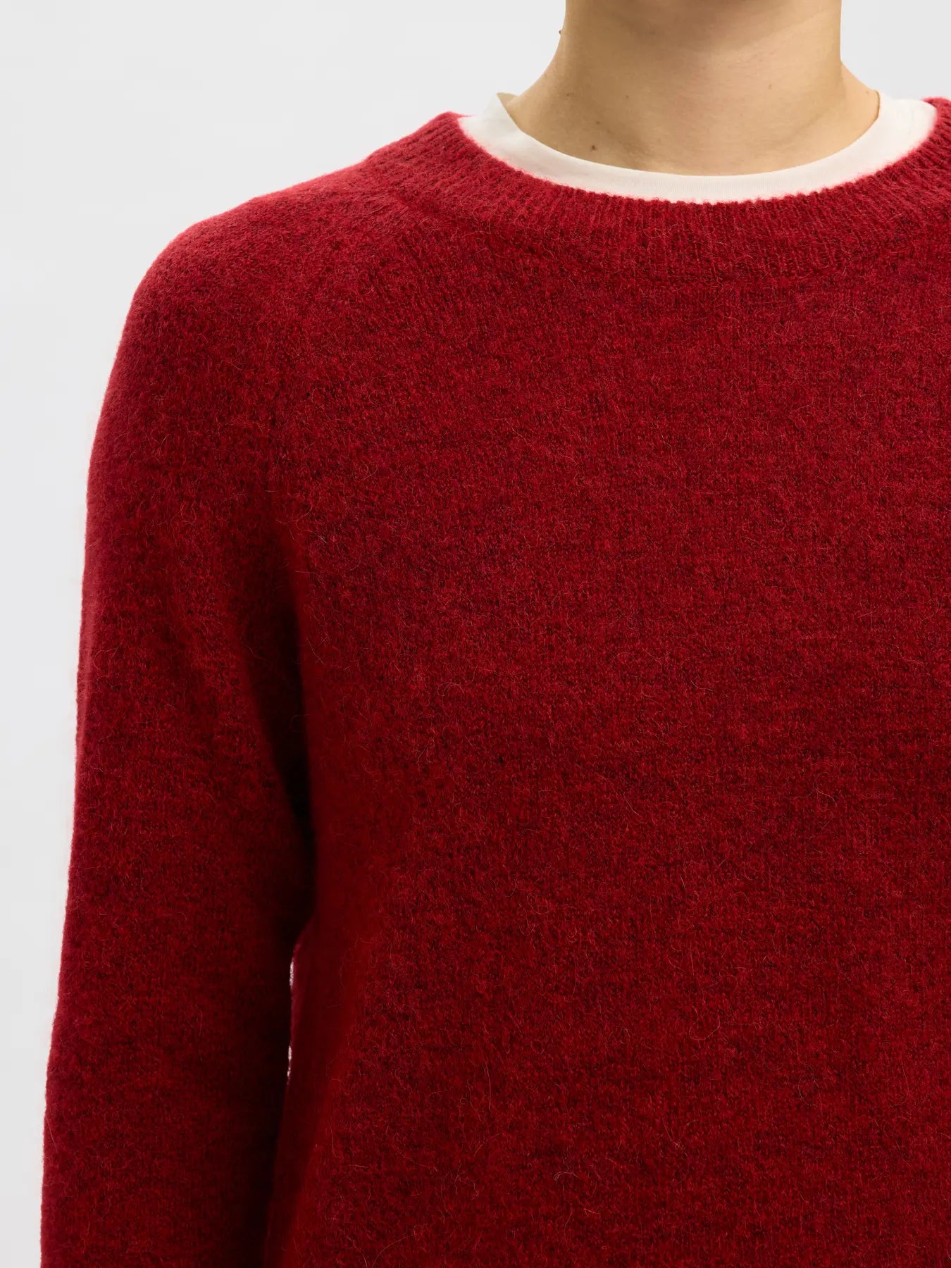 Lulu Ls Knit O-Neck - Equestrian Red Melange