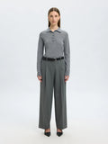 Thea Ls Knit Merino Collar Neck - Medium Grey Melange