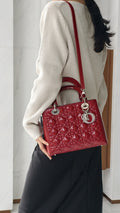 Dior Lady Dior Väska Medium - Röd