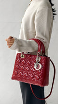 Dior Lady Dior Väska Medium - Röd
