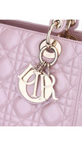 Dior Lady Dior Axelväska Medium - Metallic Rosa