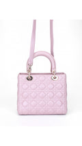 Dior Lady Dior Axelväska Medium - Metallic Rosa