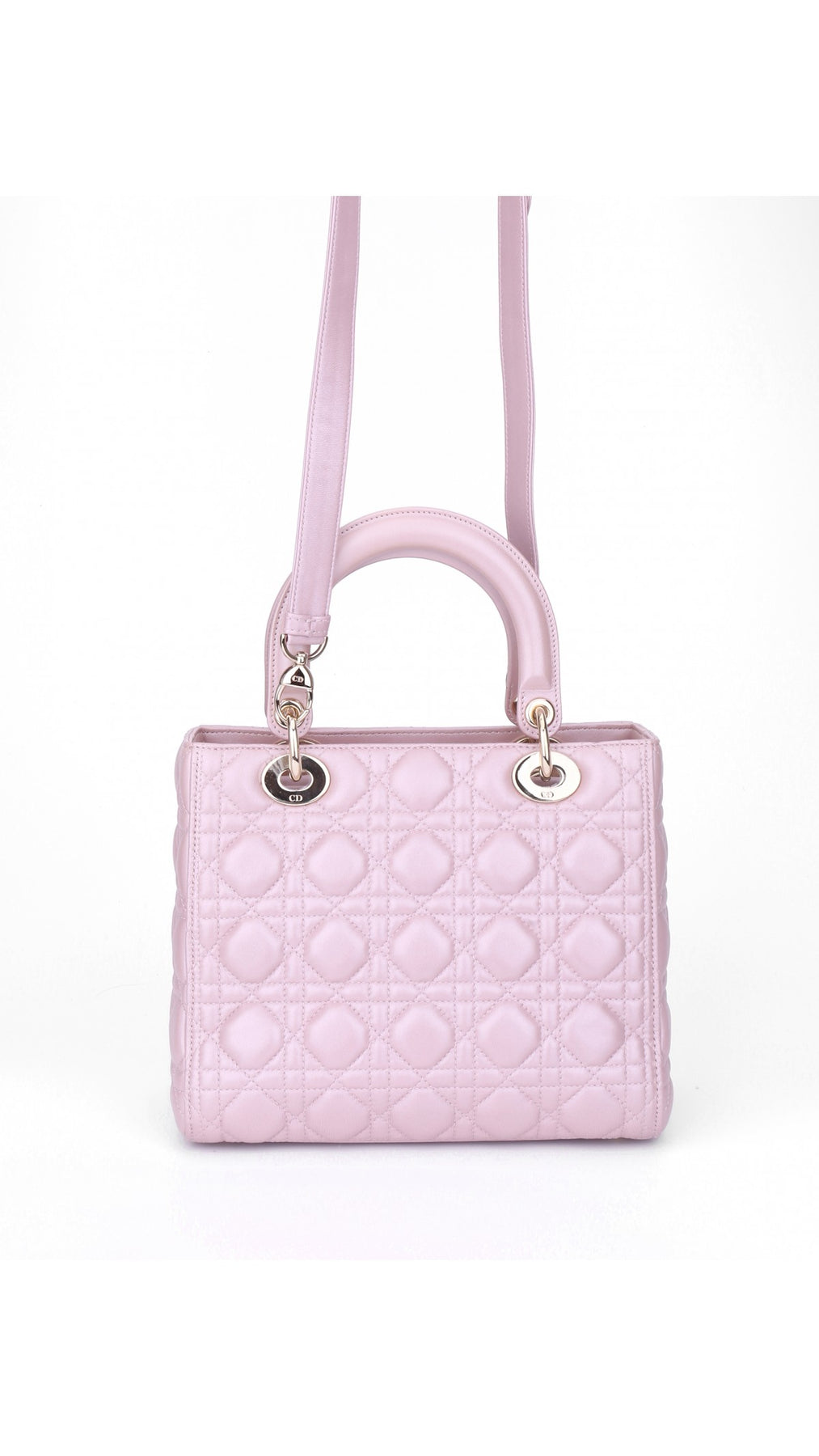 Dior Lady Dior Axelväska Medium - Metallic Rosa