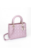 Dior Lady Dior Axelväska Medium - Metallic Rosa