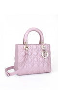 Dior Lady Dior Axelväska Medium - Metallic Rosa