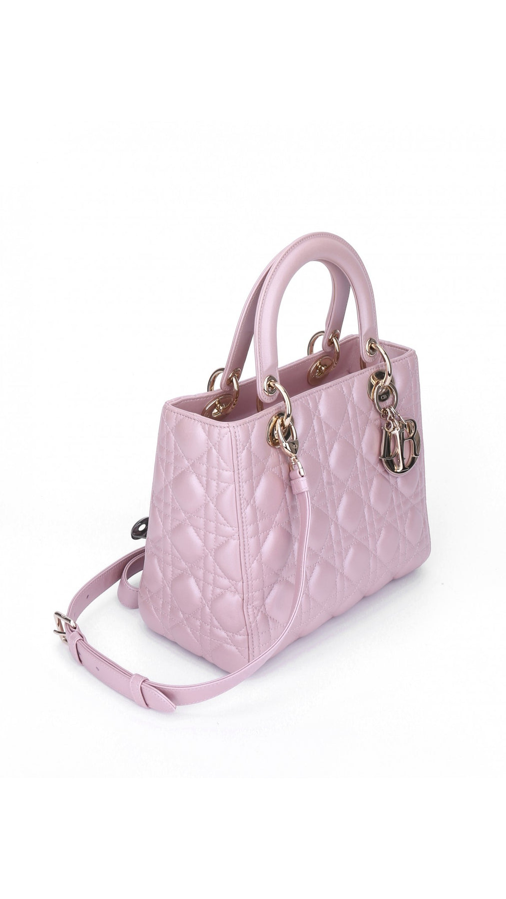 Dior Lady Dior Axelväska Medium - Metallic Rosa