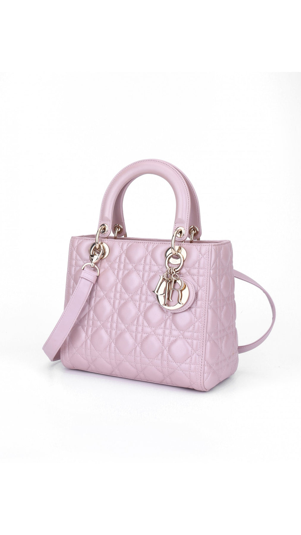 Dior Lady Dior Axelväska Medium - Metallic Rosa