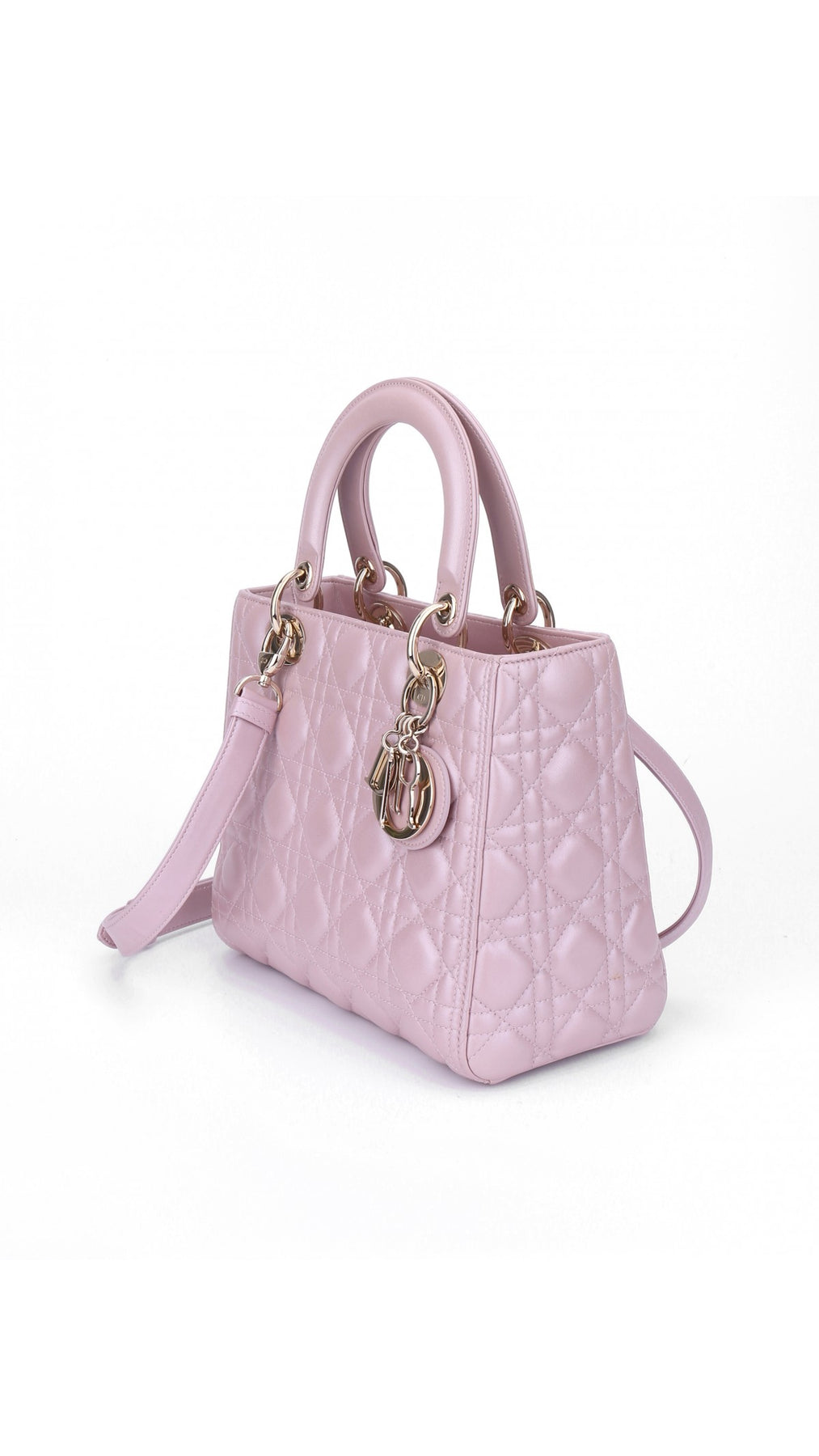 Dior Lady Dior Axelväska Medium - Metallic Rosa