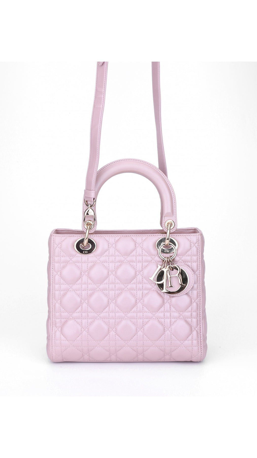 Dior Lady Dior Axelväska Medium - Metallic Rosa