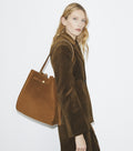 Romy Suede Large Bucket Bag - Caramel