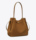 Romy Suede Large Bucket Bag - Caramel