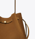 Romy Suede Large Bucket Bag - Caramel