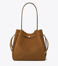 Romy Suede Large Bucket Bag - Caramel
