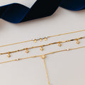 Crystal & Starburst Fine Lariat Necklace - Ljust guld