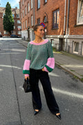Liana Stickad Tröja - Green Bubblegum