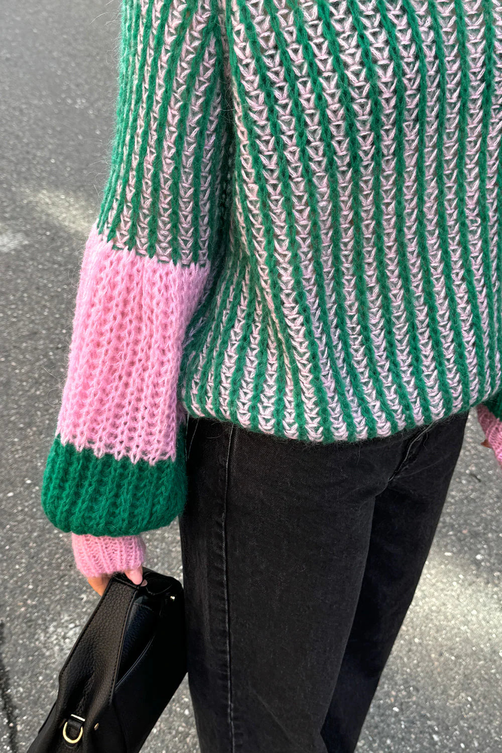 Liana Stickad Tröja - Green Bubblegum