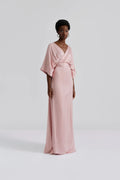 Lilly Wrap Satin Maxi Dress - Blush