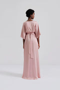 Lilly Wrap Satin Maxi Dress - Blush