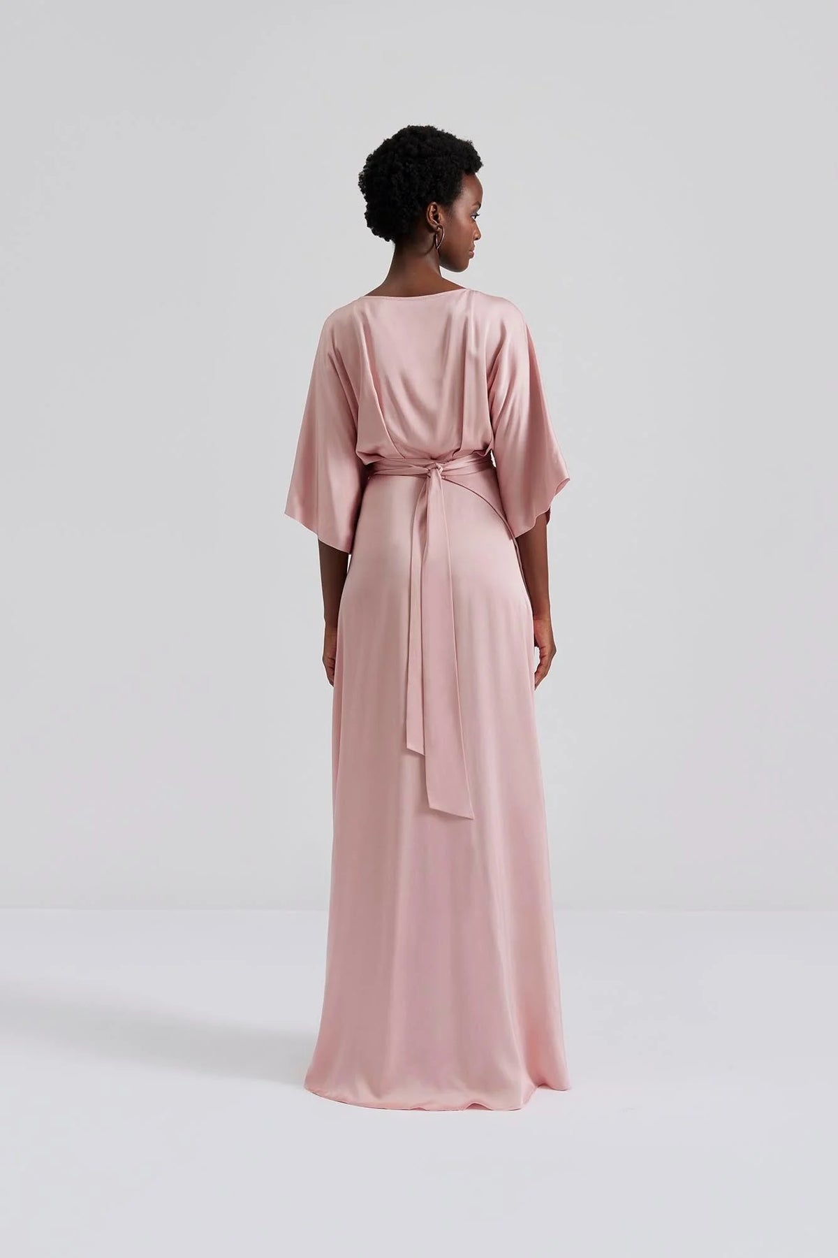 Lilly Wrap Satin Maxi Dress - Blush