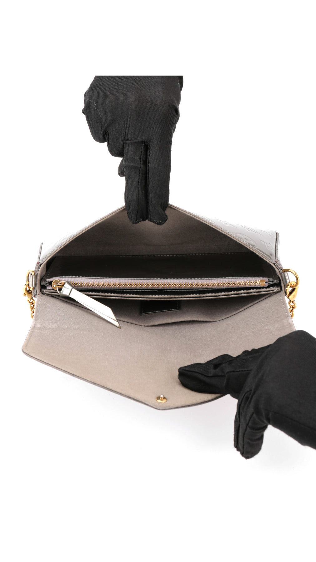 Louis Vuitton Félicie Pochette Monogram Vernis Väska - Silver