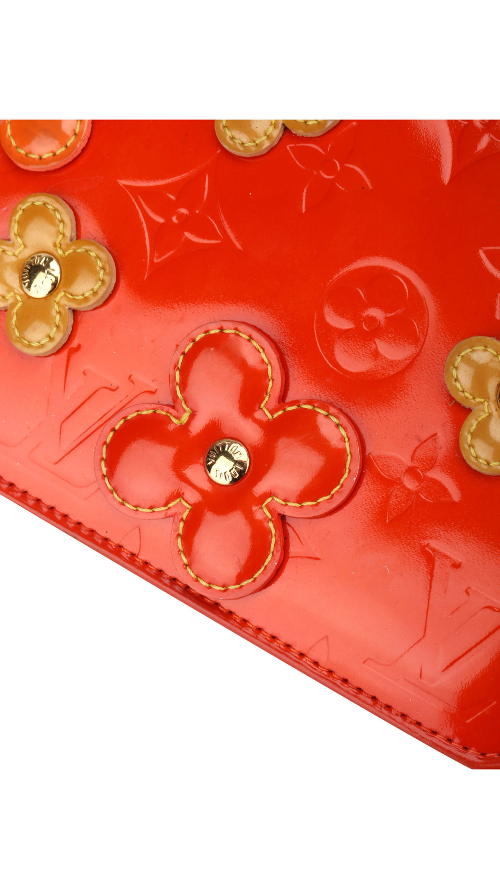 Louis Vuitton Monogram Vernis Flowers Axelväska - Orangeröd